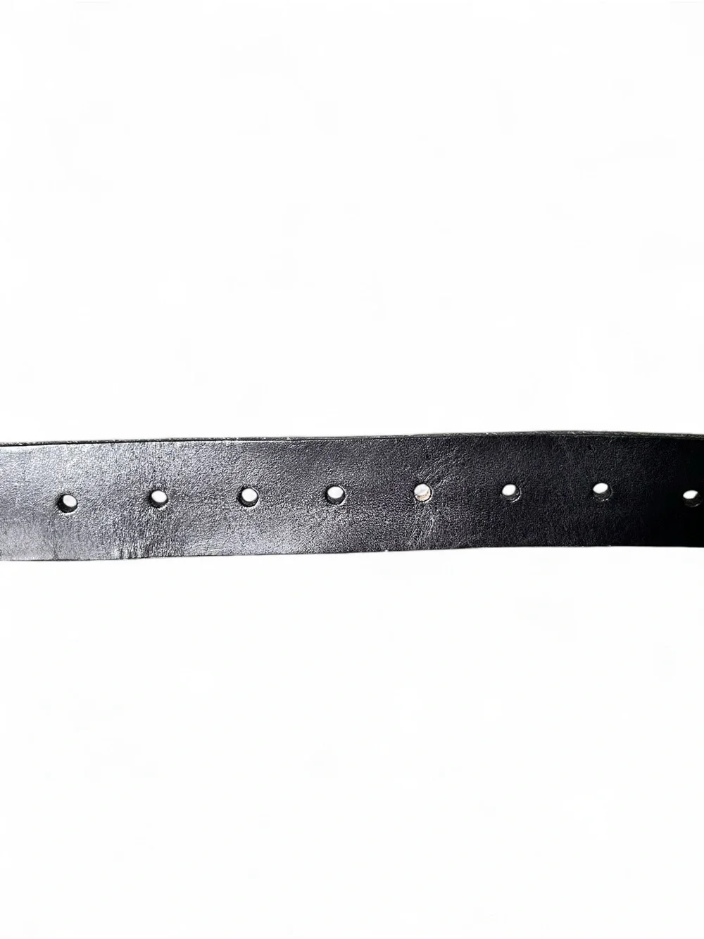 Vintage Lucky Brand Black Leather Belt Silver Oval Buckle 90s Boho Western M/L